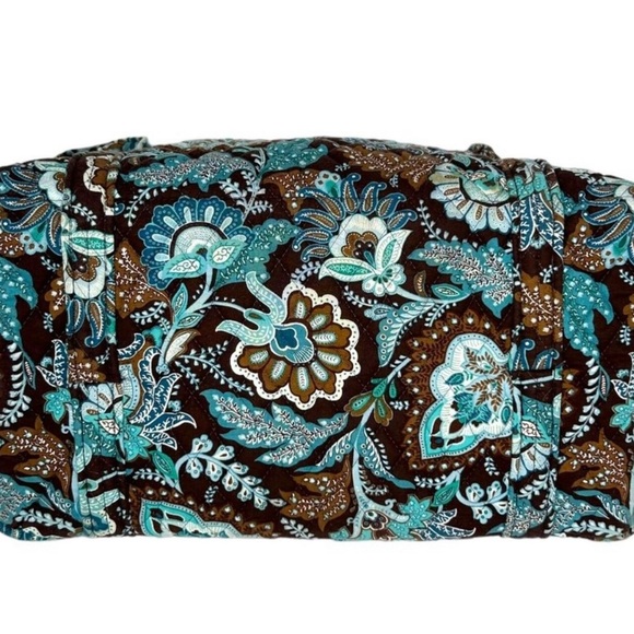 VERA BRADLEY Zip Tote Bag Java Blue 2006 Pattern Turquoise Brown Teal Strap - Picture 4 of 9